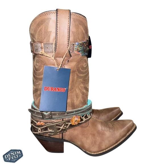 DURANGO Women’s Brown Removable Accessorized/Belted Western Cowboy Boots | NEW - Picture 14 of 16